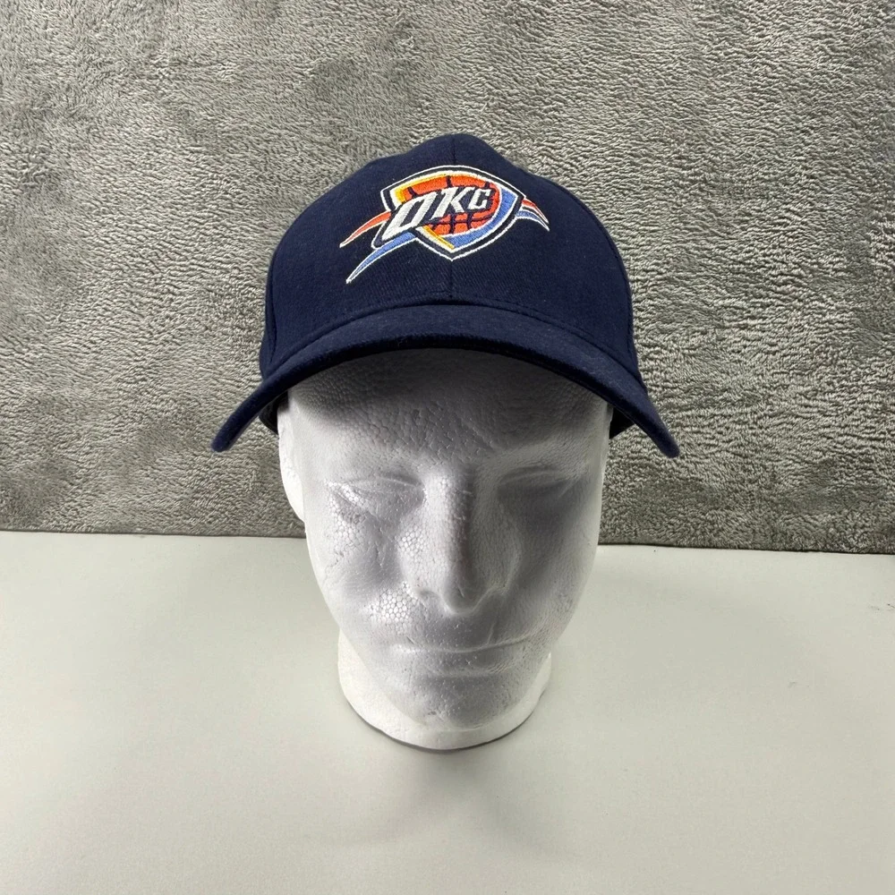 Adidas Oklahoma City Thunder NBA Hat Kids L/XL Navy Blue OKC Stretch Fit Cap
